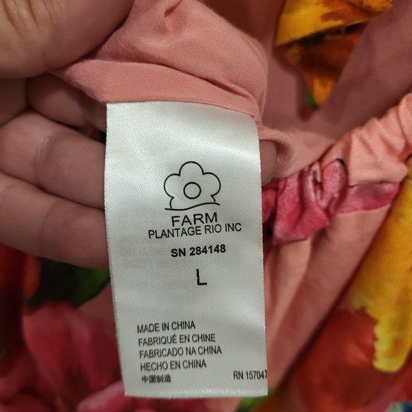 Farm Rio Tie Back‎ Dress Women's Size Large Mixed Chita Floral Print Boho - Picture 5 of 8